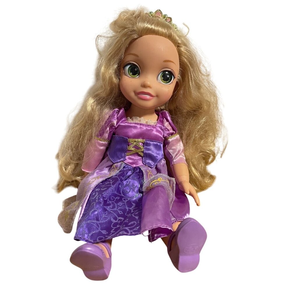 Disney Princess Rapunzel Doll 15" Blonde Hair Purple Dress Tiara